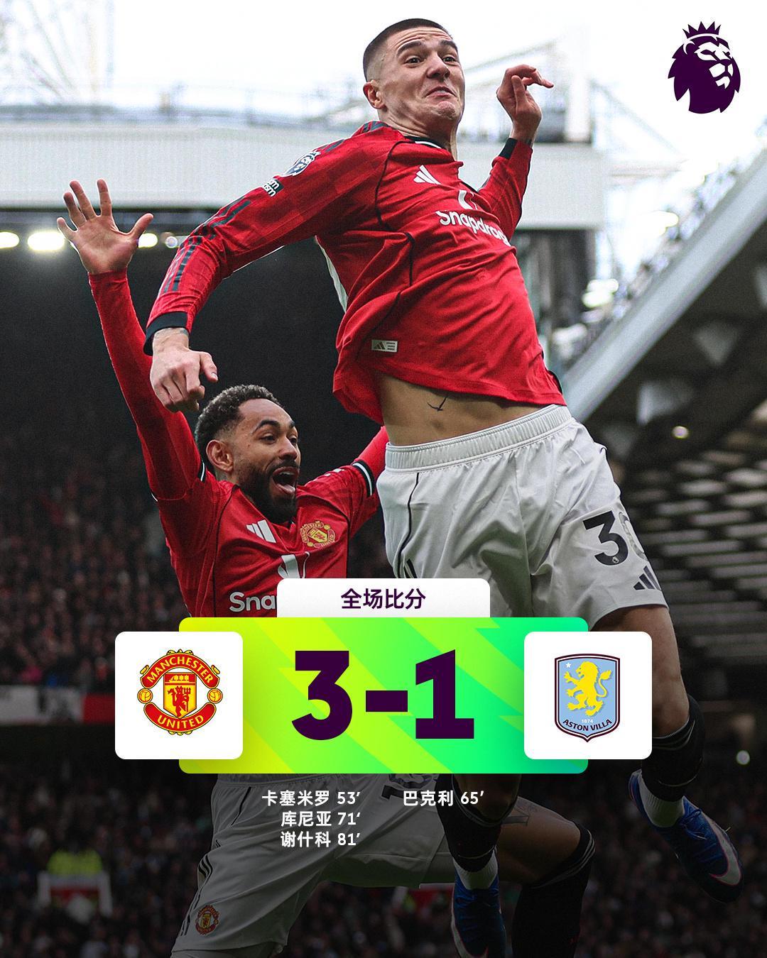 世界杯app下载-热闻|谢什科5战4球，B费破27年神迹！曼联复仇维拉，稳守积分榜前三